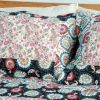 [Alice and Flower] Cotton 3PC Floral Vermicelli-Quilted Patchwork Quilt Set (King Size)