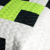 [Tetris - C] Vermicelli-Quilted Patchwork Geometric Quilt Set Full/Queen