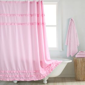 Fashion And Environment-friendly Polyester Fabrics Thickened Shower Curtain (Option: Pink Small Lace-183CM Wide X172CM High)